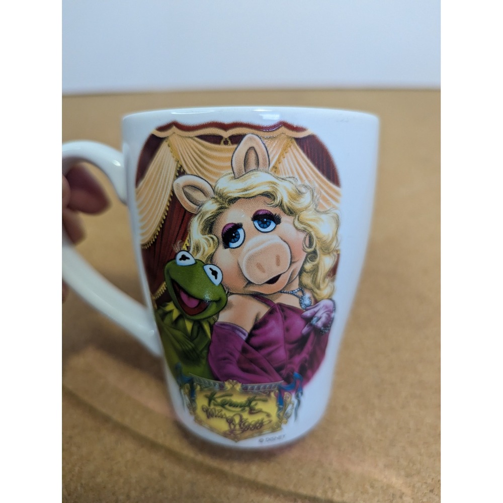 Disney Store Muppets Kermit and Miss Piggy Coffee Mug White Ceramic Cup 4in - Picture 6 of 7